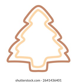 peach colored christmas tree cookie with icing ornaments, flat design