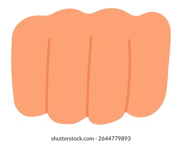 Peach colored closed hand with visible knuckles representing concepts of strength, power, and resilience in a minimalist and symbolic illustration