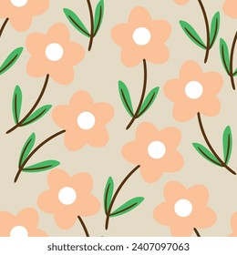 Peach colored floral seamless pattern. cute floral wallpaper for textiles, gift wrapping paper, scarves, clothes