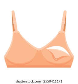 Peach colored nursing bra offering comfort and support for breastfeeding, featuring clips for easy access