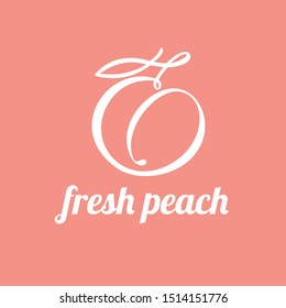 Peach continuous line drawing, minimalistic linear illustration. Vector made of a line