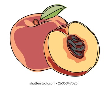 Peach is in a continuous line, drawing on a white background.