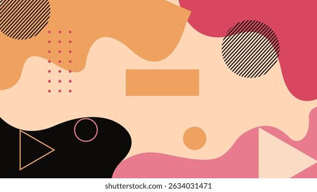 Peach, coral, and black tones combined with minimal shapes. Suitable for beauty, editorial layouts, and elegant branding.
