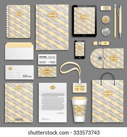 Peach corporate identity template set. Business stationery mock-up with logo. Branding design.