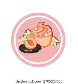 Peach Cream Jar Cosmetics Vector Cartoon