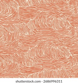 Padrão cor de pêssego e creme com linhas giratórias, padrão grunge ikat, padrão sem emenda de selo, textura de linho, fundo de ilustração de vetor para imprimir o papel.