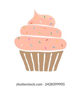 Peach Cupcake Icon with Confetti