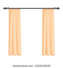 Peach curtains hanging from a metal curtain rod, creating a cozy and stylish atmosphere