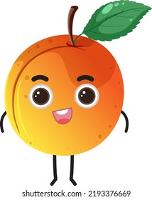 Peach with cute face cartoon character illustration
