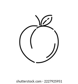 Peach doodle icon. Hand drawn black sketch. Vector Illustration.