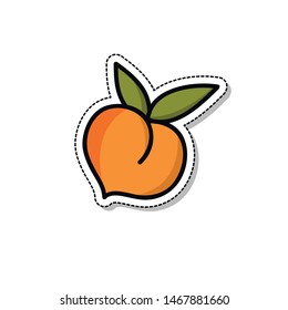 peach doodle icon, vector illustration