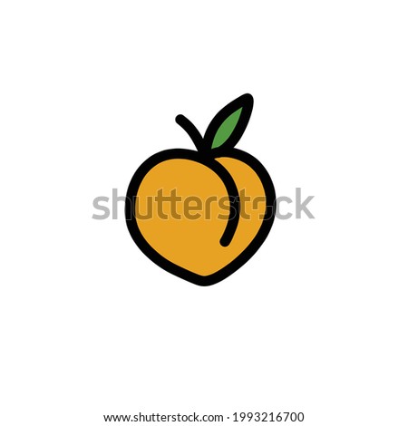 peach doodle icon, vector illustration
