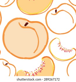 peach doodle vector patten felt pen