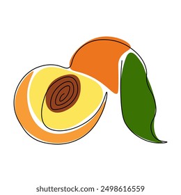 Peach drawing drawn with one continuous line