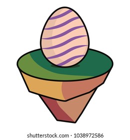 peach easter egg on piece land  vector illustration