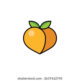 Pfirsich-Emoji, Vektorgrafik, einzelne Symbolgrafik. Pfirsichsymbol
