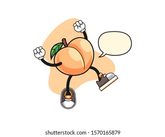 Peach excited with speech bubble cartoon. Mascot Character vector.