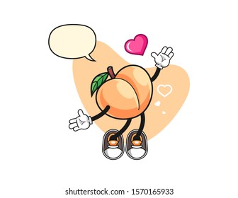 Peach fall in love with speech bubble cartoon. Mascot Character vector.