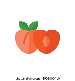 Peach Flat Icon Logo Illustration Vector Isolated. Fruit and Healthy Food Icon-Set. Suitable for Web Design, Logo, App, and Upscale Your Business.