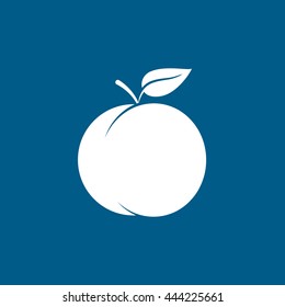 Peach Flat Icon On Blue Background