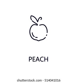 Peach flat icon. Single high quality outline symbol of fruit for web design or mobile app. Thin line signs of peach for design logo, visit card, etc. Outline pictogram of peach. 