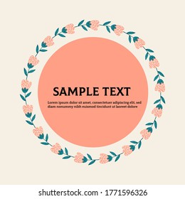 peach floral wreath greetings card