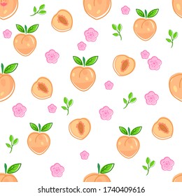 peach and flower pattern.Pattern fruit.Pattern blossom