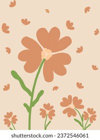 Peach flowers on pink background for business presentation, branding package, fabric print, wallpaper, social media post, doodle, notes, book covers, wall decor.