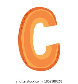Peach en forma de letra C - diseño de letras de frutas. Ilustración vectorial.