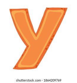 Peach in a form of letter Y - fruit lettering design. Vector illustration.