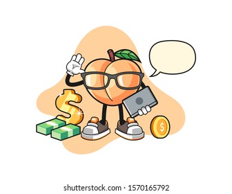 Peach freelancer with speech bubble cartoon. Mascot Character vector.
