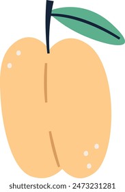 Ilustración vectorial de fruta fresca de melocotón