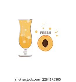 peach fresh with ice. drinks vector illustration