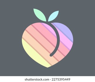 Peach Fresh Peaches Fruit Organic Juicy Food Delicious Modern Trendy Colorful Vector Logo Design