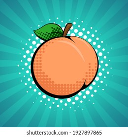 Peach fruit in bright colorful pop-art style.
