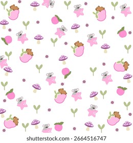 Fondo animal de la fruta del melocotón y del capibara