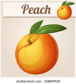 Peach fruit. Cartoon vector icon. Series of food and drink and ingredients for cooking.