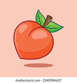 Peach fruit cartoon vector illustration. Fruit vector cartoon illustration suitable for poster, brochure, web, mascot, sticker, logo and icon.