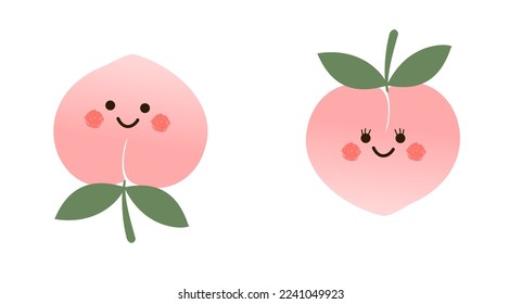 Dibujos de frutas de cáscara con cara linda aislada en ilustración vectorial de fondo blanco. 