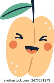 Ilustración vectorial de caracteres de fruta de melocotón