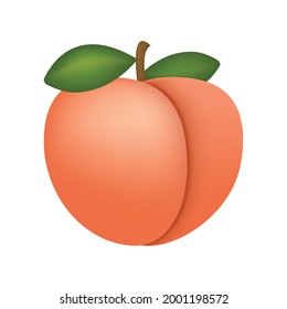 Peach Fruit Emoji Vector Design. Art Illustration Agriculture Food Farm Product. Peach isolated on white background. 