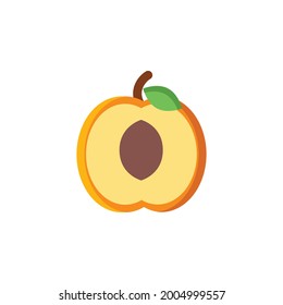 Peach fruit in flat vector illustration. Healthy organic and farm fresh super food. Supermarket and vegan restaurant decorative menu elements. Natural school lunch.