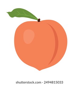 Ilustración vectorial plana de melocotón. 