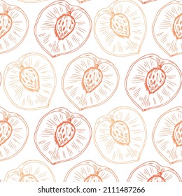 Peach fruit graphic color seamless pattern sketch illustration vector