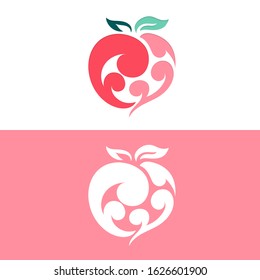 Peach fruit icon isolated on white background.