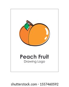 Peach fruit icon. Linear and hand-made image of a pretty fruit. Editable vector.