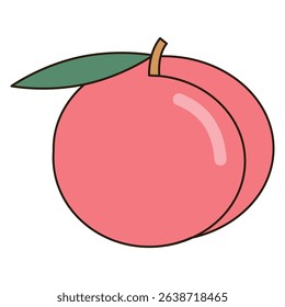 PEACH fruit illustration icon simple vector symbol drawing cute outline doodle logo botanical vibrant clipart element sticker object