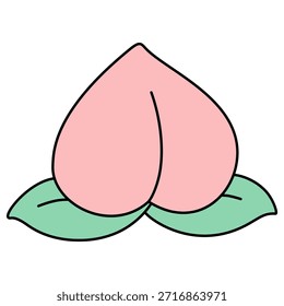 Fruta de melocotón aislada Elementos de ilustración