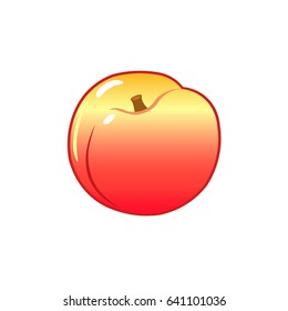 Peach fruit isolated object. Logo. Healthy eating. Vitamin food. Vector illustration on a white background.