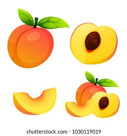 peach fruit isolated set